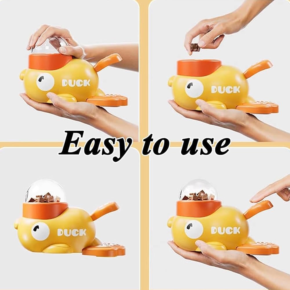 Duck Cat Treat Dispenser, Little Yellow Duck Cat Feeder Toy, Interactive Dog Treat Dispenser Toy, Pet Puzzle Slow Feeder for Healthier Eating, Mental Stimulation & IQ Training (Yellow)