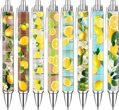 Lemon Pens Set – Fun Citrus-Themed Pens for Girls, Students, and Stationery Lovers – Smooth Writing Ballpoint Pens for School, Journaling, or Gifts – Bright and Cheery Design, 8 Pack
