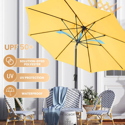 Patio Umbrella 9FT Outdoor Umbrella Patio for garden yellow | Fiberglass ribs rust-proof pole. Push-button tilt & crank. UPF50+ waterproof canopy. For garden, deck, patio, and pool.