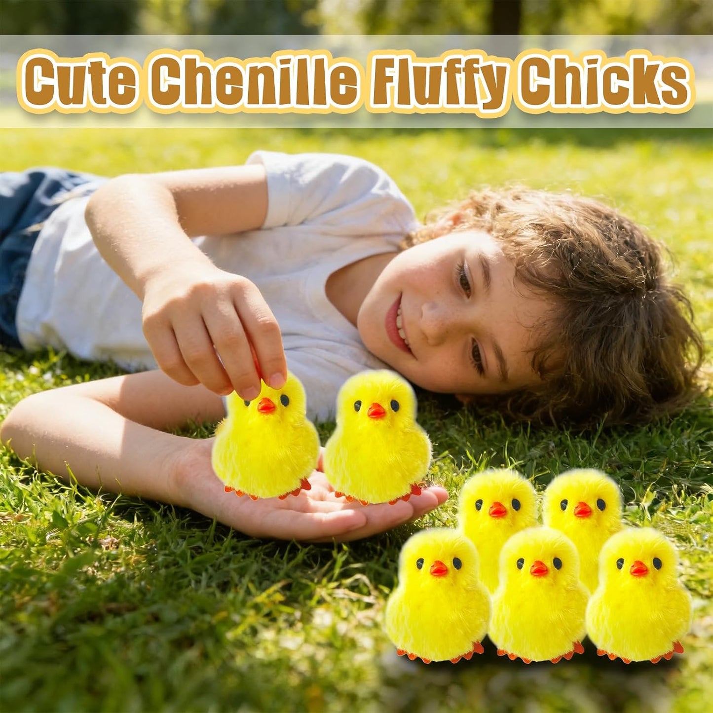 12 Pcs Easter Fluffy Chicks,3.4 Inch Yellow Soft Plush Chicks Figurines,Mini Furry Chicks for Home Easter Basket Stuffers Party Favors Decors