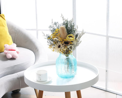 17" Natural Dried Flower Bouquet Real Flower Arrangements with Dried Myosotis, Lover Grass, Poppy, Pilose Fruit for Home Wedding Table Vase Wall Hanging Décor, Yellow