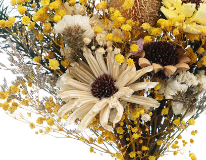 17" Natural Dried Flower Bouquet Real Flower Arrangements with Dried Myosotis, Lover Grass, Poppy, Pilose Fruit for Home Wedding Table Vase Wall Hanging Décor, Yellow