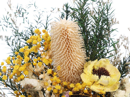 17" Natural Dried Flower Bouquet Real Flower Arrangements with Dried Myosotis, Lover Grass, Poppy, Pilose Fruit for Home Wedding Table Vase Wall Hanging Décor, Yellow