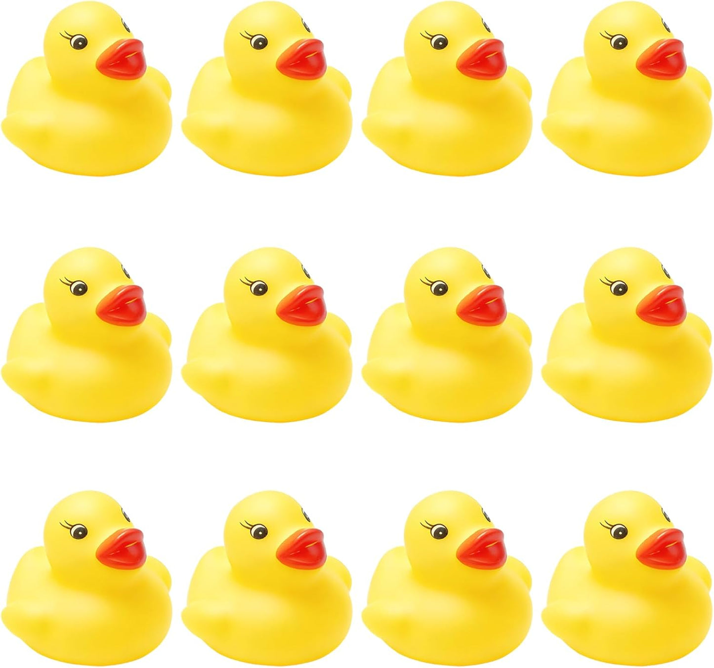 12Pcs Mini Rubber Ducks in Bulk, Yellow Squishy Duck Decor Eyelashes Tiny Ducks for Car Dash Decorations Office Desk Party Decorations