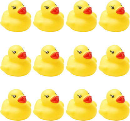 12Pcs Mini Rubber Ducks in Bulk, Yellow Squishy Duck Decor Eyelashes Tiny Ducks for Car Dash Decorations Office Desk Party Decorations