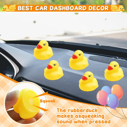 12Pcs Mini Rubber Ducks in Bulk, Yellow Squishy Duck Decor Eyelashes Tiny Ducks for Car Dash Decorations Office Desk Party Decorations