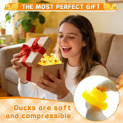12Pcs Mini Rubber Ducks in Bulk, Yellow Squishy Duck Decor Eyelashes Tiny Ducks for Car Dash Decorations Office Desk Party Decorations