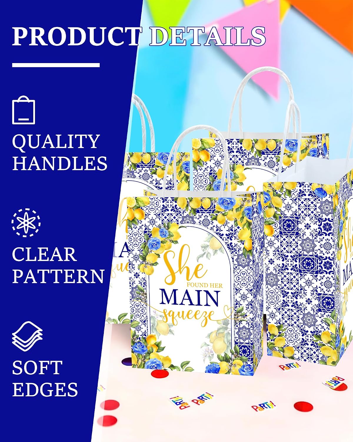 16 Pcs Gift Goodie Bags for She Found Her Main Squeeze Bridal Shower - Lemon & Citrus Themed Decorations Lemon Bridal Shower Decorations