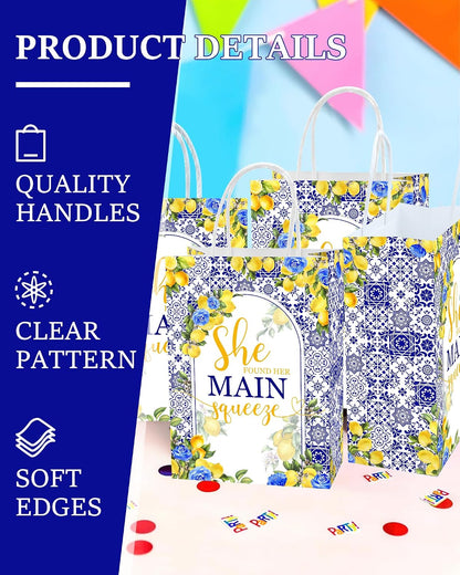 16 Pcs Gift Goodie Bags for She Found Her Main Squeeze Bridal Shower - Lemon & Citrus Themed Decorations Lemon Bridal Shower Decorations