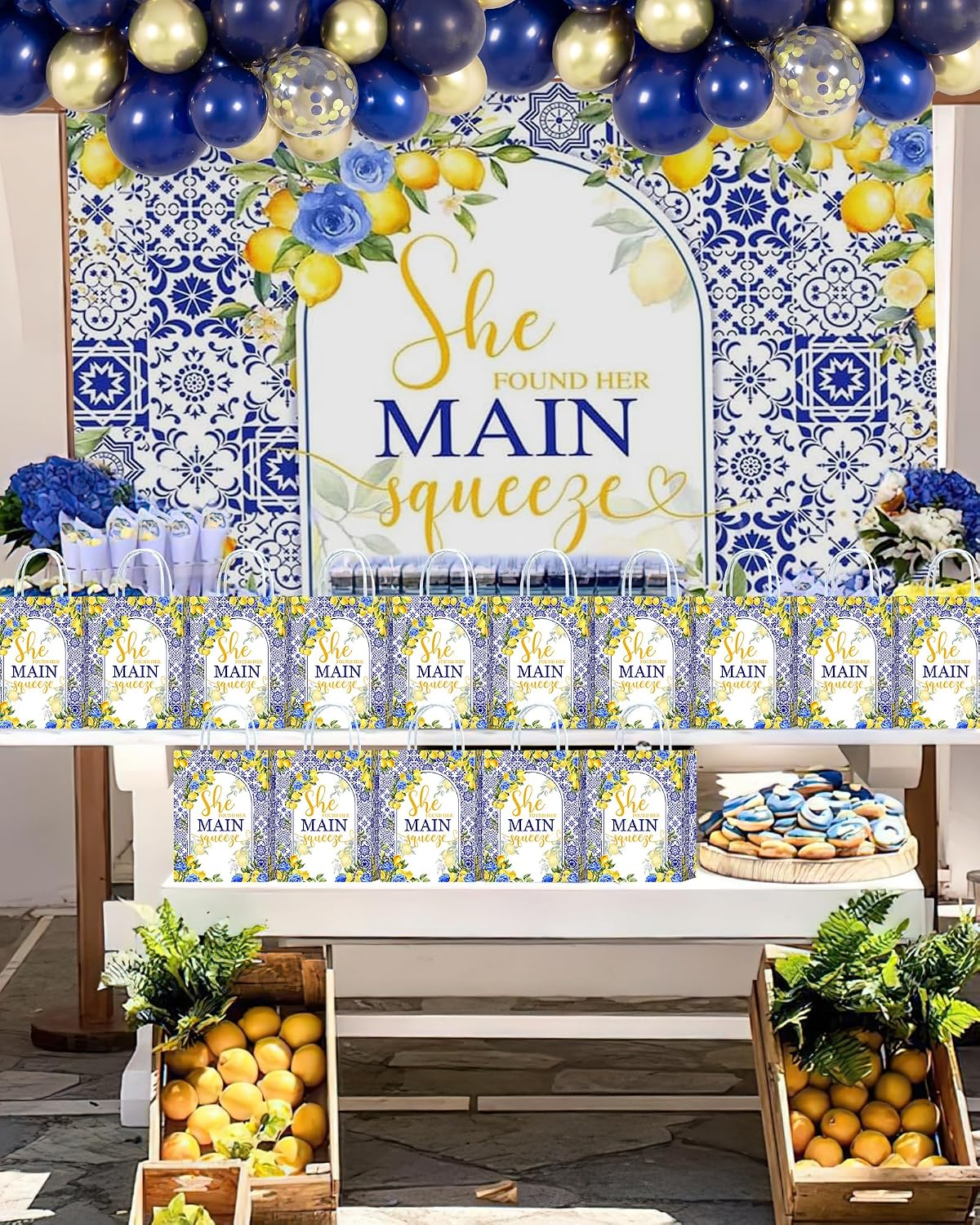 16 Pcs Gift Goodie Bags for She Found Her Main Squeeze Bridal Shower - Lemon & Citrus Themed Decorations Lemon Bridal Shower Decorations