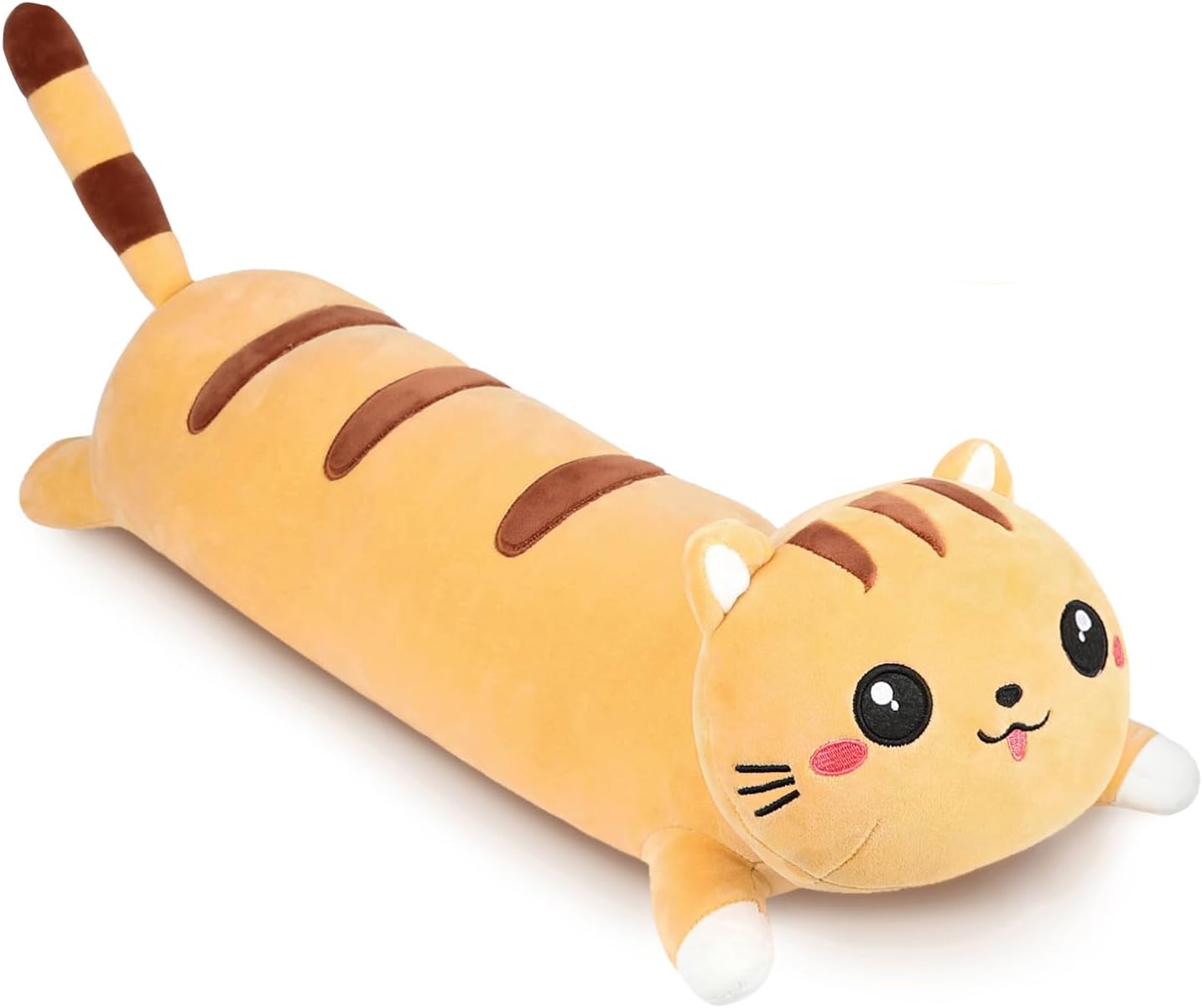 Long Cat Plush Cute Body Stuffed Animal Pillows, Yellow 19.6 Inch | Soft Cat Plushies Kawaii Room Decor Toy Gift for Kids Cat Lovers