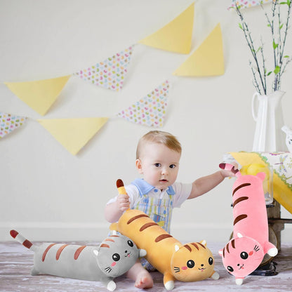 Long Cat Plush Cute Body Stuffed Animal Pillows, Yellow 19.6 Inch | Soft Cat Plushies Kawaii Room Decor Toy Gift for Kids Cat Lovers