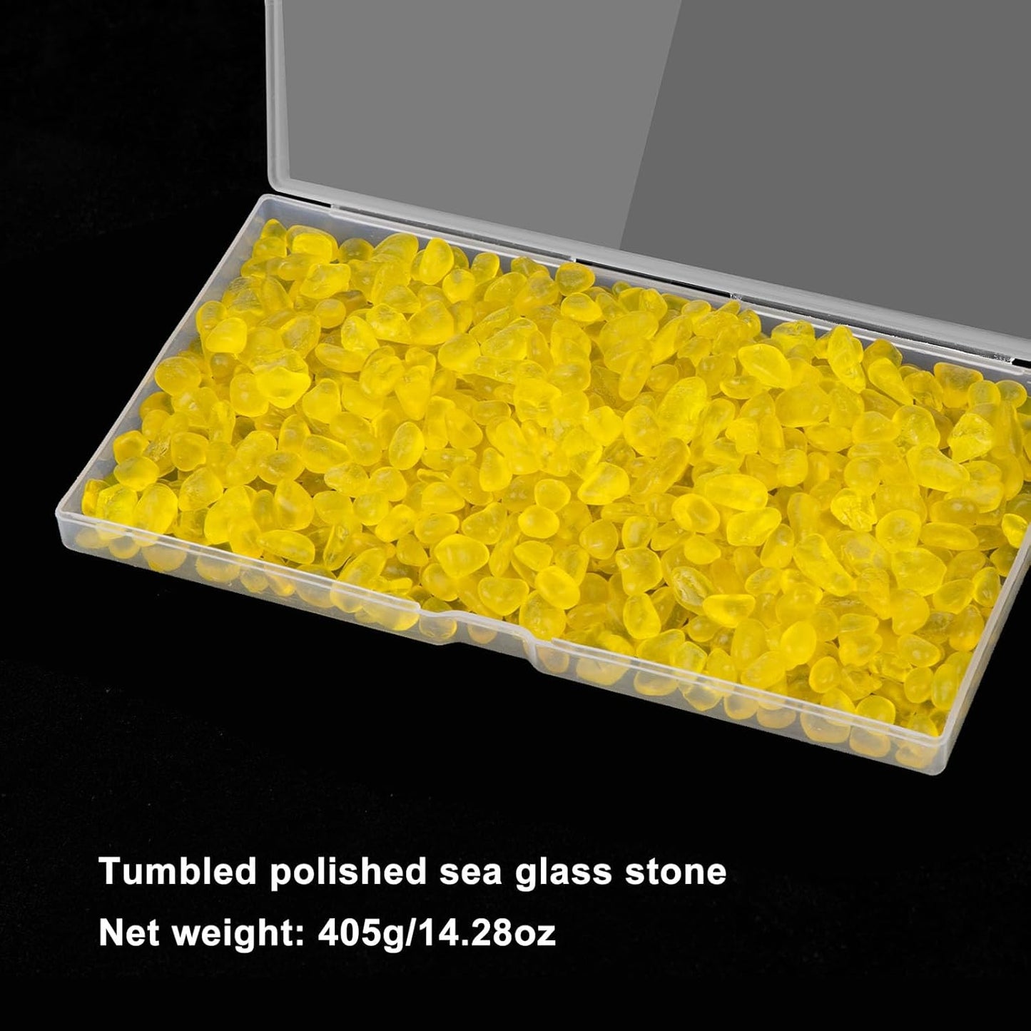 Sea Glass Stones for Crafts 1LB Yellow Pebbles Gemstones Bulk | Small Glass Stones for Beaching Wedding DIY Decor Aquarium Turtle Tank Vase Filler (405g/14.28oz)