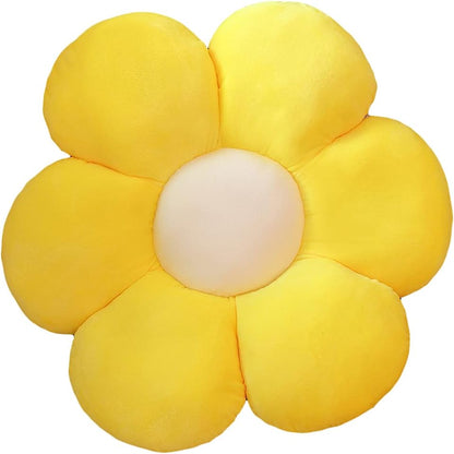Flower Plush Throw Pillows, Flower Floor Pillow Seating Cushion Toy for Reading, Room, Watching TV (11.8", Yellow-1)
