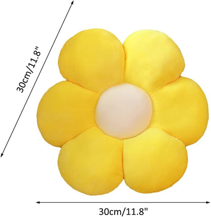 Flower Plush Throw Pillows, Flower Floor Pillow Seating Cushion Toy for Reading, Room, Watching TV (11.8", Yellow-1)