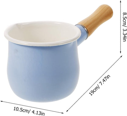 Enamel Mini Saucepan 10cm Light Yellow Melting Pot with Handle Small Milk Heating Pan for Food Cooking and Jam Simmering