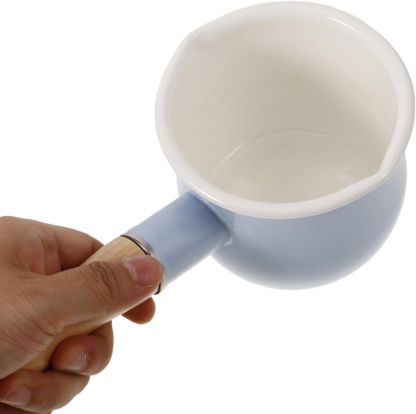 Enamel Mini Saucepan 10cm Light Yellow Melting Pot with Handle Small Milk Heating Pan for Food Cooking and Jam Simmering