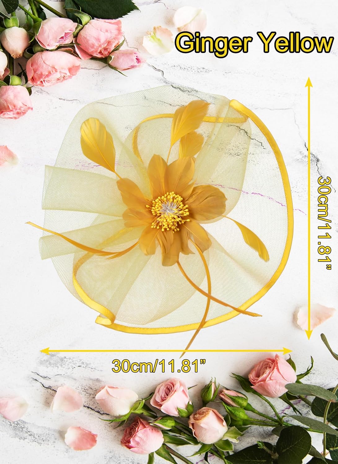 Tea Party Fascinator Hats for Womens 50s Floral Feather Headwear Derby Hats for Wedding Cocktail Party Hat