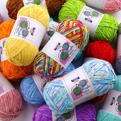 Plush Chunky Chenille Yarn, Fluffy Velvet Yarn for Crocheting, Soft Thick Bulky Yarn for Knitting and Making Clothes, Hats, Scarves, Blankets, Cushions (3.5oz 196.8yds Each) (Light Yellow)
