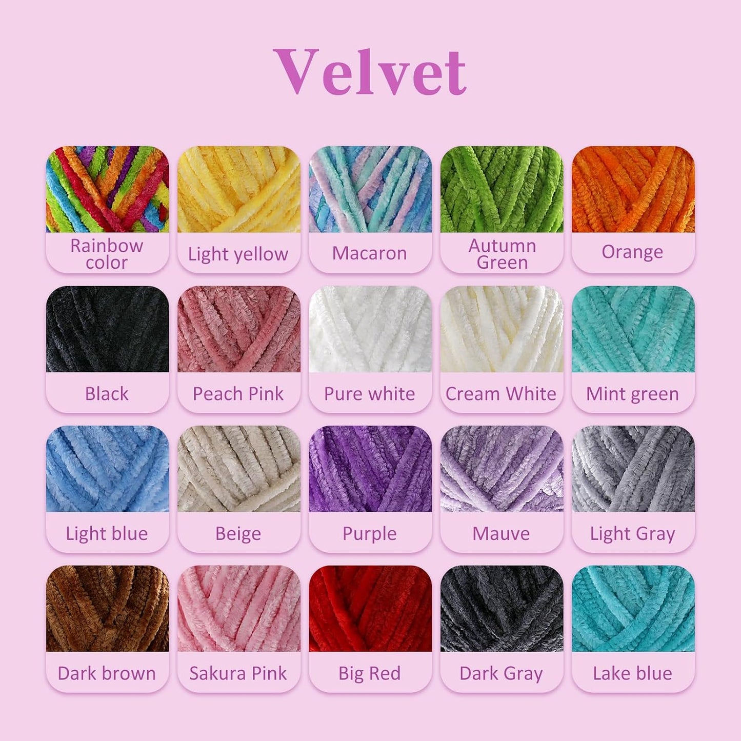 Plush Chunky Chenille Yarn, Fluffy Velvet Yarn for Crocheting, Soft Thick Bulky Yarn for Knitting and Making Clothes, Hats, Scarves, Blankets, Cushions (3.5oz 196.8yds Each) (Light Yellow)