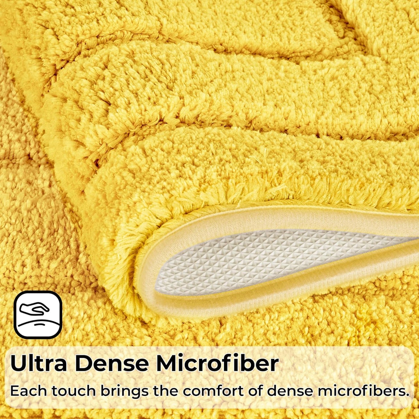Bathroom Toilet Rugs U Shaped, Bath Mats for Bathroom, Bath Rugs Non Slip Washable, Absorbent Microfiber Toilet Mat, Soft Plush Shaggy Bath Carpet, 20" x 24", Yellow