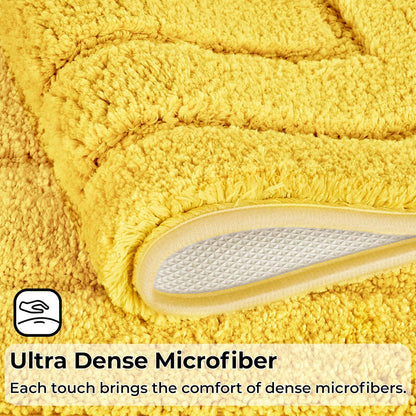 Bathroom Toilet Rugs U Shaped, Bath Mats for Bathroom, Bath Rugs Non Slip Washable, Absorbent Microfiber Toilet Mat, Soft Plush Shaggy Bath Carpet, 20" x 24", Yellow