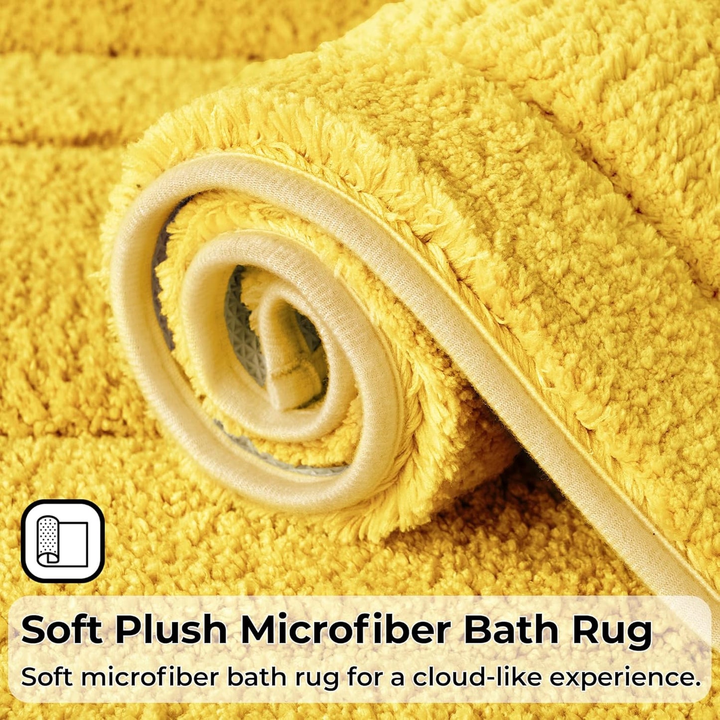 Bathroom Toilet Rugs U Shaped, Bath Mats for Bathroom, Bath Rugs Non Slip Washable, Absorbent Microfiber Toilet Mat, Soft Plush Shaggy Bath Carpet, 20" x 24", Yellow