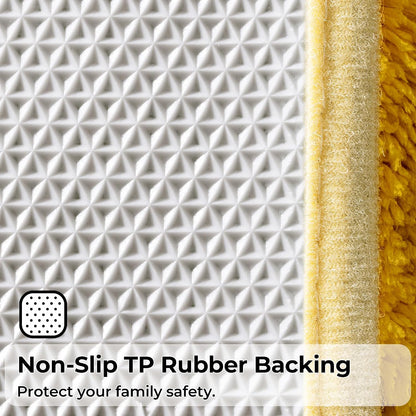 Bathroom Toilet Rugs U Shaped, Bath Mats for Bathroom, Bath Rugs Non Slip Washable, Absorbent Microfiber Toilet Mat, Soft Plush Shaggy Bath Carpet, 20" x 24", Yellow