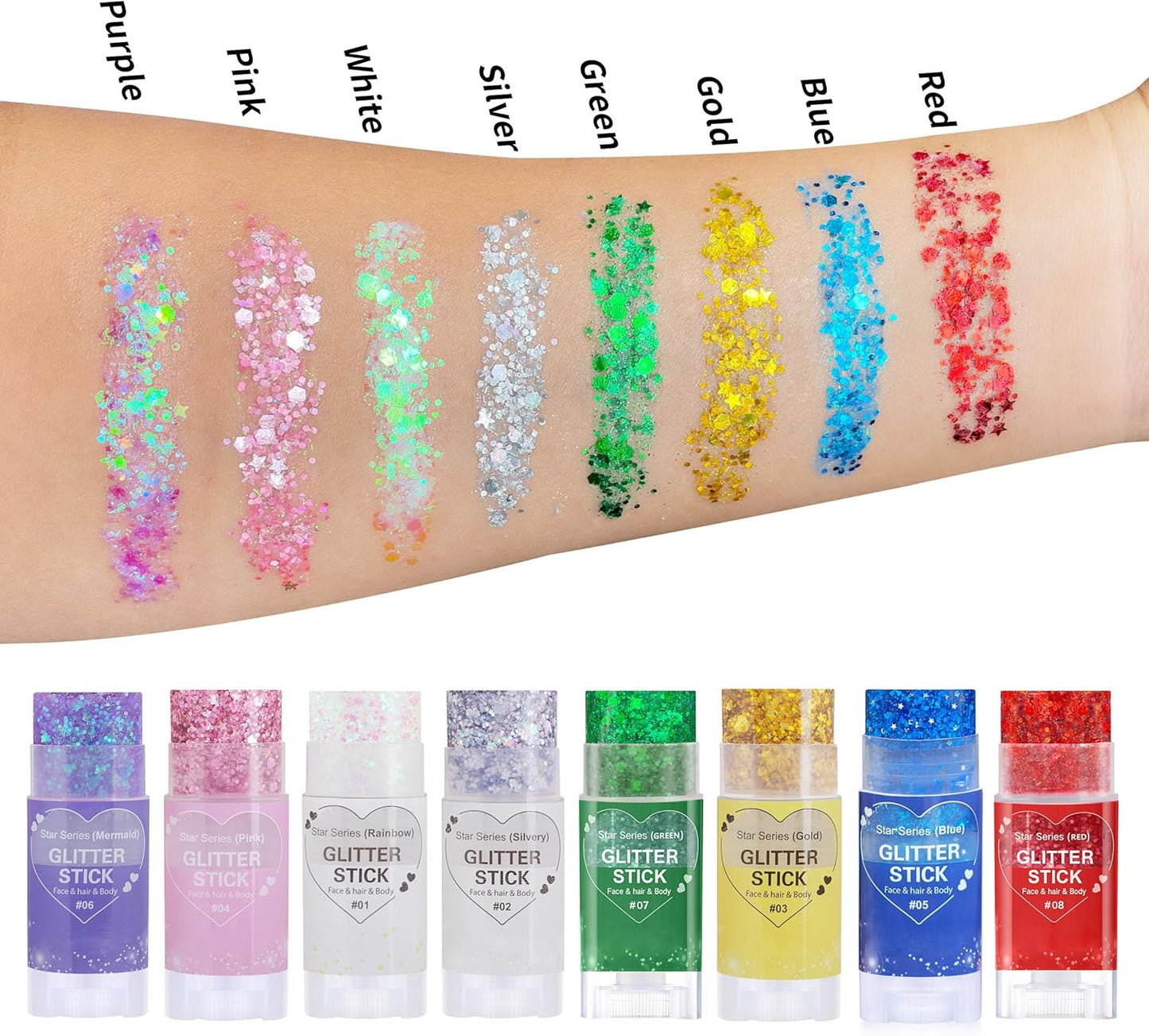 Gold Hair Glitter Stick,Gold Yellow Body Face Glitter Makeup,Rave Mardi Gras Accessories Carnival Holographic Sequins,Singer Concert Outfits for Women,Waterproof Shimmer Body Face Paint