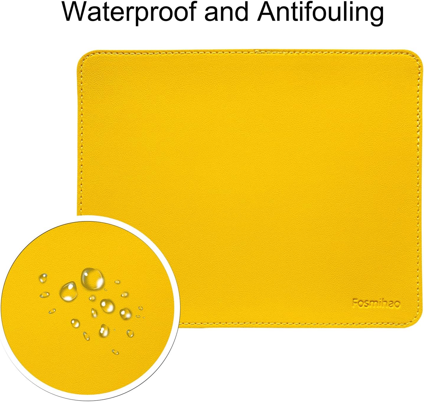 Leather Mouse Pad - Wood Mouse Pad, Double Side Mouse Pad with Stitched Edge, Waterproof Ultra Thin Mouse Pad for Computers, Laptop, Office & Home, 10.2 x 8.3 Inch, 1 Pack (Yellow)