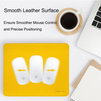 Leather Mouse Pad - Wood Mouse Pad, Double Side Mouse Pad with Stitched Edge, Waterproof Ultra Thin Mouse Pad for Computers, Laptop, Office & Home, 10.2 x 8.3 Inch, 1 Pack (Yellow)