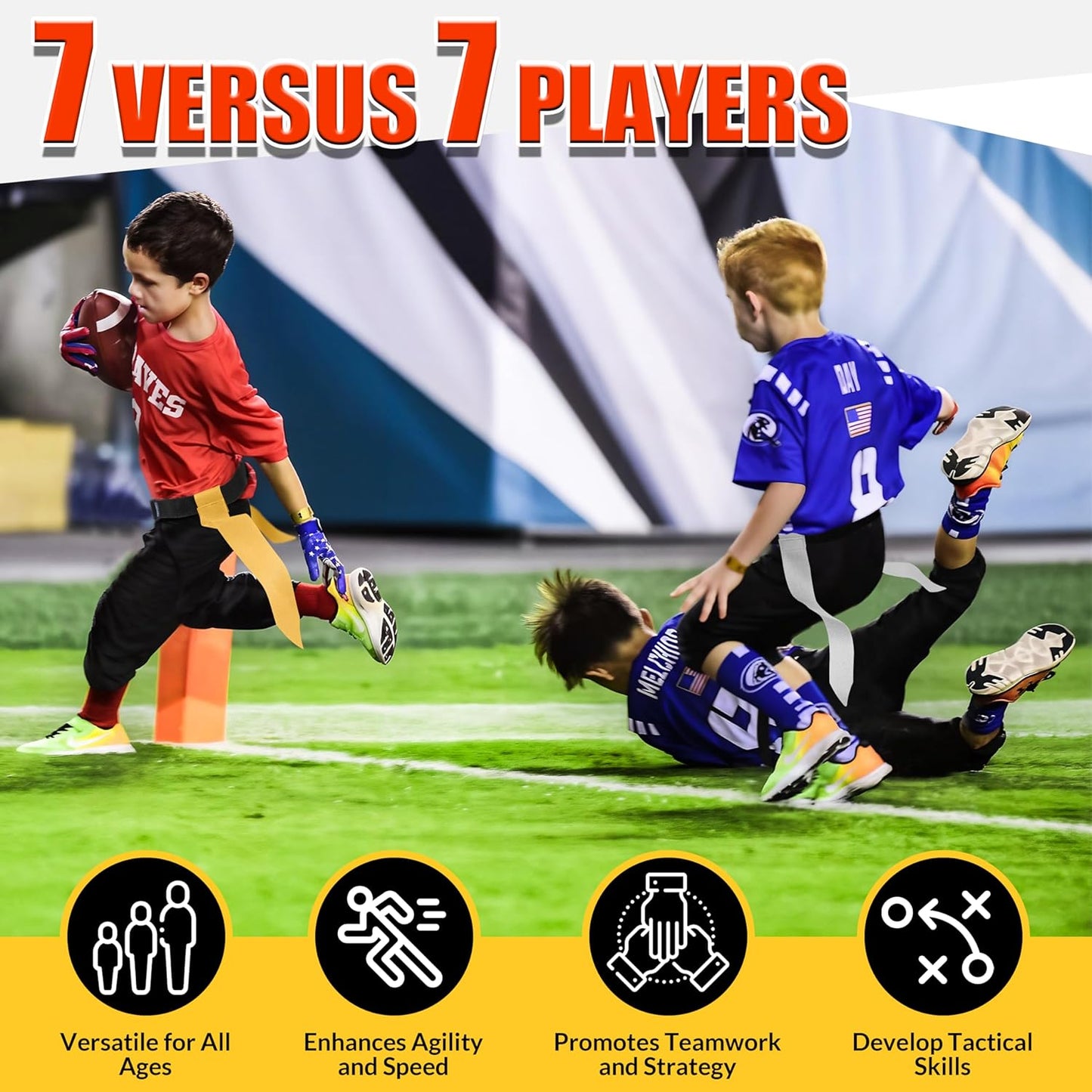 Flag Football Belts, Flags for Flag Football Set 14 Player, Flag Football for Kids Adults and Youth Training Equipment