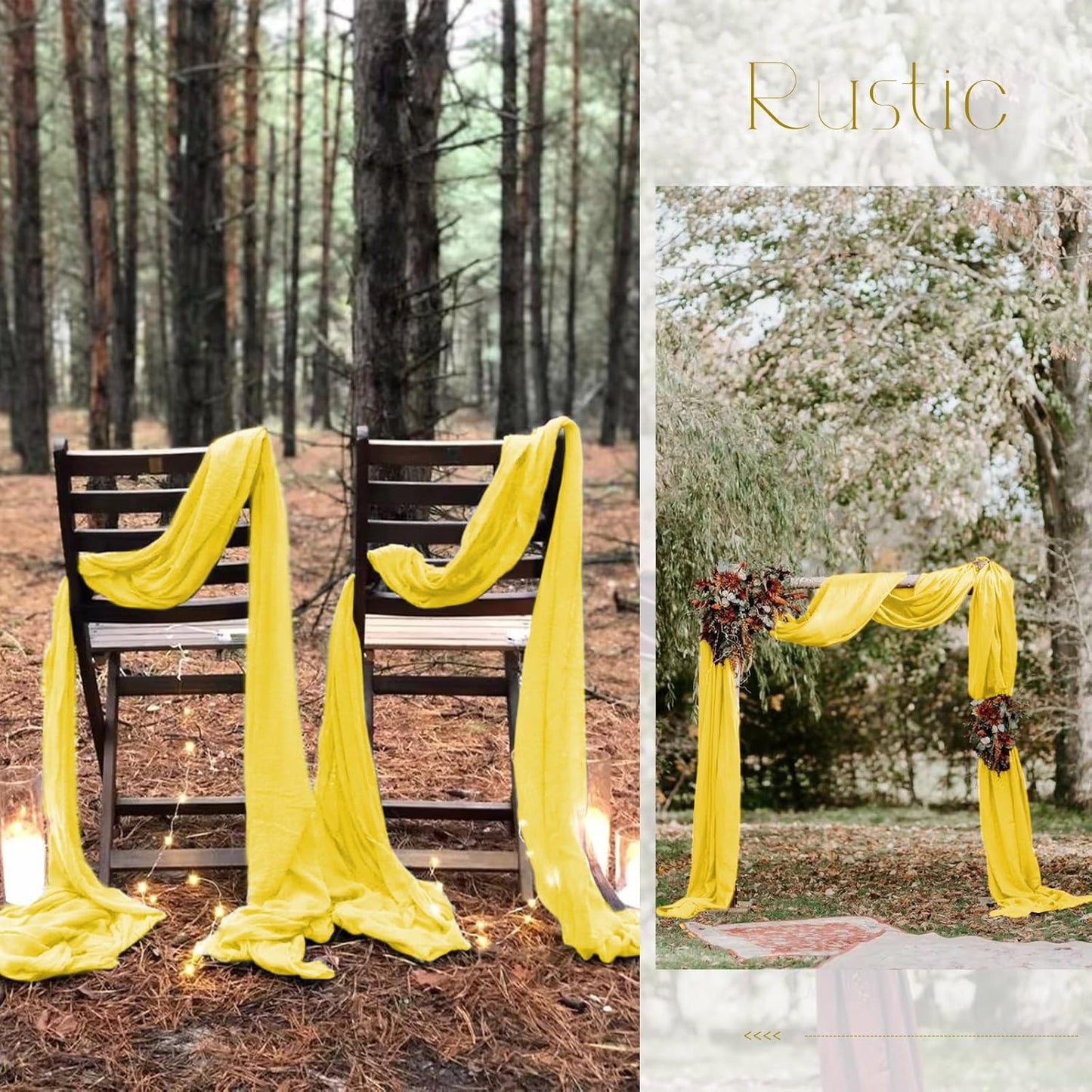 10 Pack Yellow Table Runner 10Ft Cheesecloth Table Runner Boho Gauze Table Runners Romantic Long Sheer Fabric Cheese Cloth Table Runners for Wedding Party Bridal Shower(Yellow)