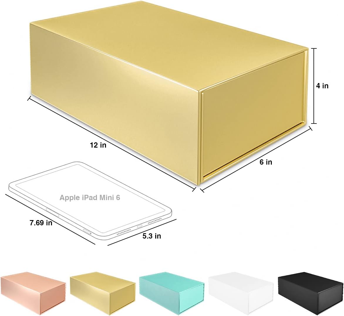 Gift Boxe Gold with Magnetic Closure Lid 12" X 6" X 4" Gift Boxes for Presents,Luxury for Gift Packaging, Bridesmaid Gifts Box, Magnetic Gift Box for Gifts, Cute Box,Birthday Gift box