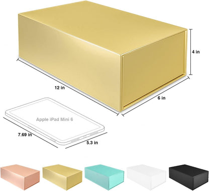 Gift Boxe Gold with Magnetic Closure Lid 12" X 6" X 4" Gift Boxes for Presents,Luxury for Gift Packaging, Bridesmaid Gifts Box, Magnetic Gift Box for Gifts, Cute Box,Birthday Gift box