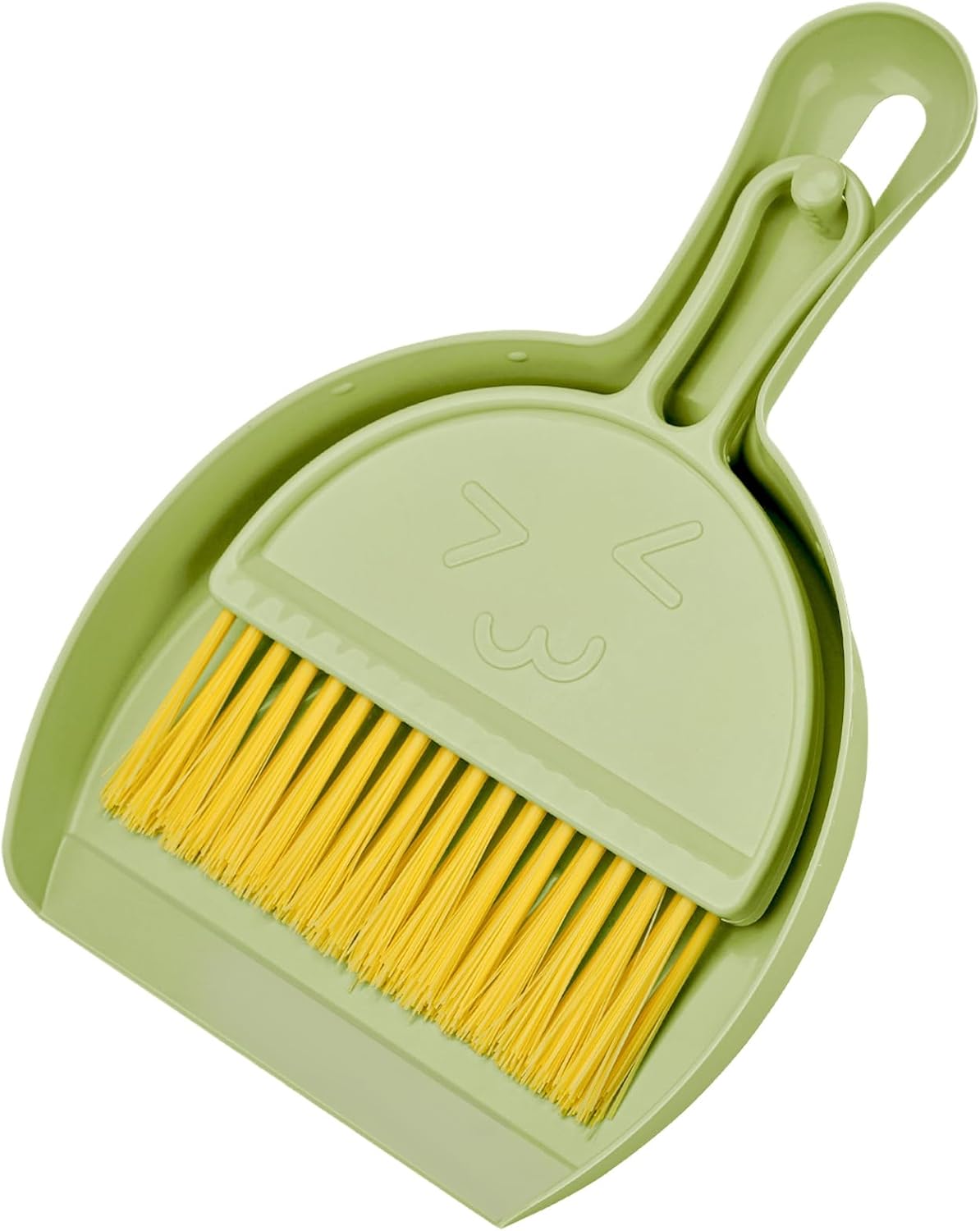 Mini Dustpan and Brush Set, Small Pet Cage Cleaner(Green) | Bunny Litter Box Brush, Fits Cage Corners, Hanging Hole Storage, Durable not Leak Ash