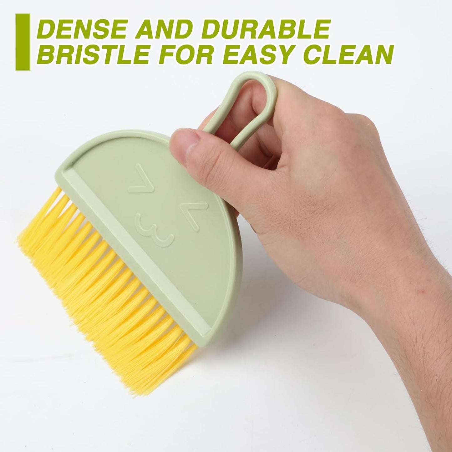 Mini Dustpan and Brush Set, Small Pet Cage Cleaner(Green) | Bunny Litter Box Brush, Fits Cage Corners, Hanging Hole Storage, Durable not Leak Ash