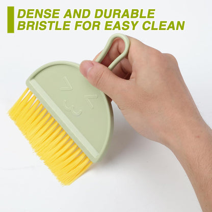 Mini Dustpan and Brush Set, Small Pet Cage Cleaner(Green) | Bunny Litter Box Brush, Fits Cage Corners, Hanging Hole Storage, Durable not Leak Ash