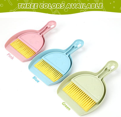 Mini Dustpan and Brush Set, Small Pet Cage Cleaner(Green) | Bunny Litter Box Brush, Fits Cage Corners, Hanging Hole Storage, Durable not Leak Ash