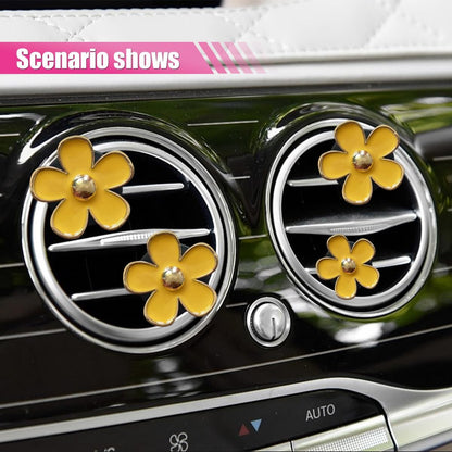 4PCS Daisy Air Vent Clips, Cute Flower Air Clip, Car Air Conditioning Outlet Clip, Car Diffuser Vent Clip Charm, Car Interior Decorations Accessories for Women (Yellow)