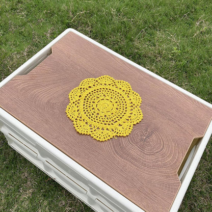 Yellow Round 8 inch Crocheted Cotton Doily Floral Design Fabric Doilies Pack,Set of 2 Dollies Crochet Table Place Mats for Christmas Table Decoration