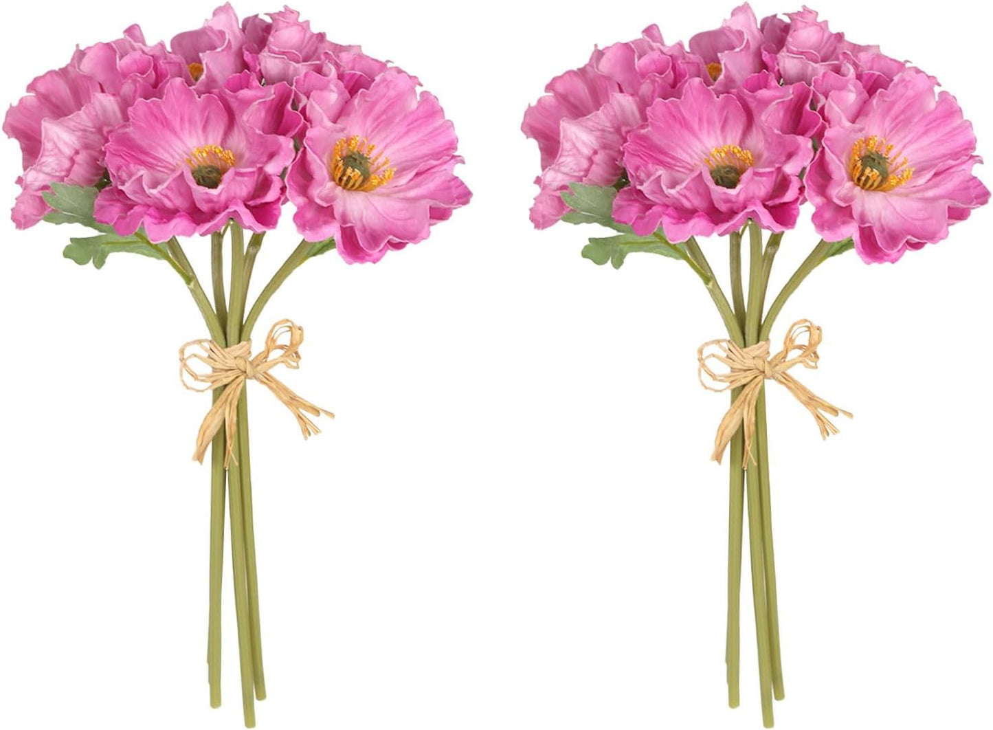 2 Bouquets Fake Poppies 10PCS Yellow Poppies Artificial Flowers Real Touch Faux Poppy Flowers for Wedding Party Office Home Decor(Yellow)