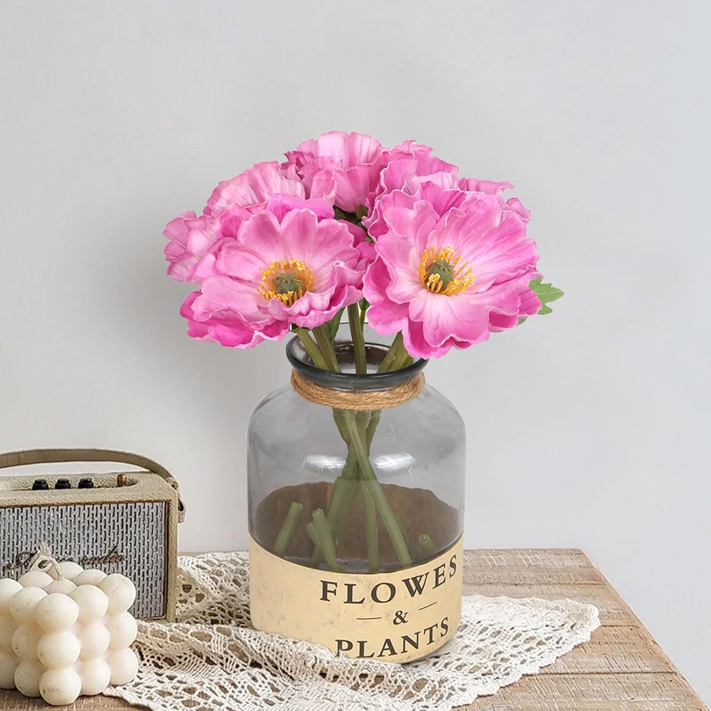 2 Bouquets Fake Poppies 10PCS Yellow Poppies Artificial Flowers Real Touch Faux Poppy Flowers for Wedding Party Office Home Decor(Yellow)