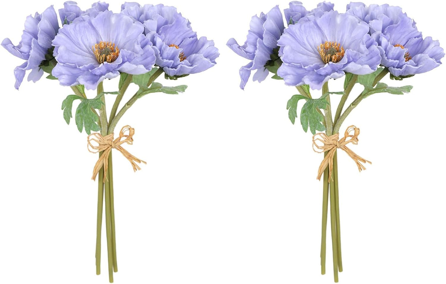 2 Bouquets Fake Poppies 10PCS Yellow Poppies Artificial Flowers Real Touch Faux Poppy Flowers for Wedding Party Office Home Decor(Yellow)