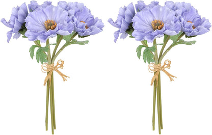 2 Bouquets Fake Poppies 10PCS Yellow Poppies Artificial Flowers Real Touch Faux Poppy Flowers for Wedding Party Office Home Decor(Yellow)