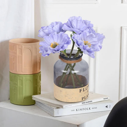 2 Bouquets Fake Poppies 10PCS Yellow Poppies Artificial Flowers Real Touch Faux Poppy Flowers for Wedding Party Office Home Decor(Yellow)