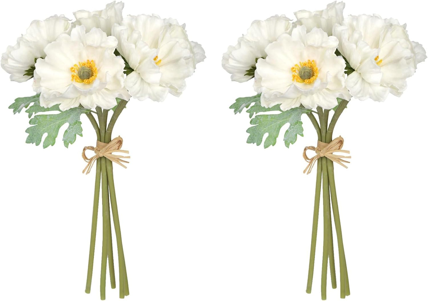 2 Bouquets Fake Poppies 10PCS Yellow Poppies Artificial Flowers Real Touch Faux Poppy Flowers for Wedding Party Office Home Decor(Yellow)