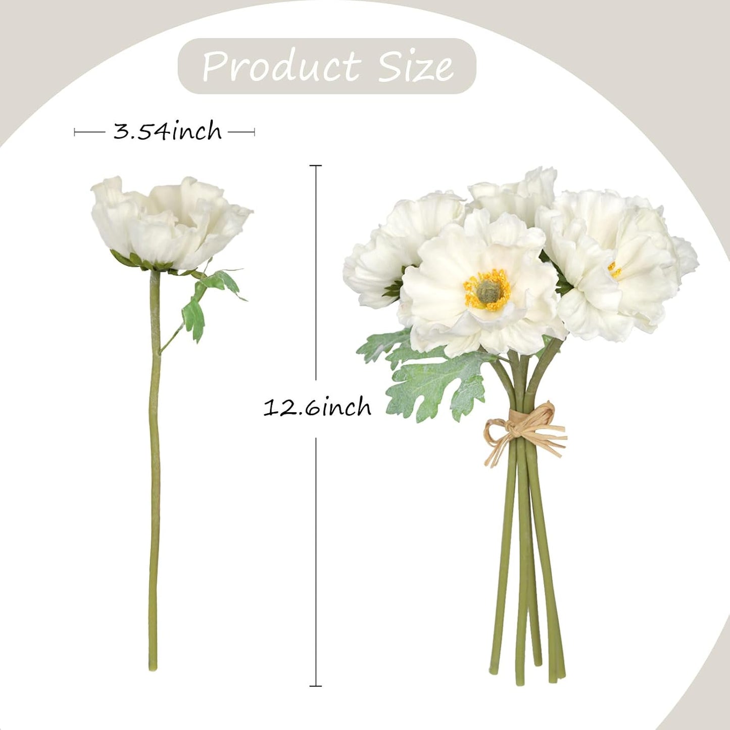 2 Bouquets Fake Poppies 10PCS Yellow Poppies Artificial Flowers Real Touch Faux Poppy Flowers for Wedding Party Office Home Decor(Yellow)