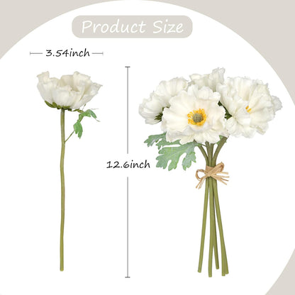 2 Bouquets Fake Poppies 10PCS Yellow Poppies Artificial Flowers Real Touch Faux Poppy Flowers for Wedding Party Office Home Decor(Yellow)