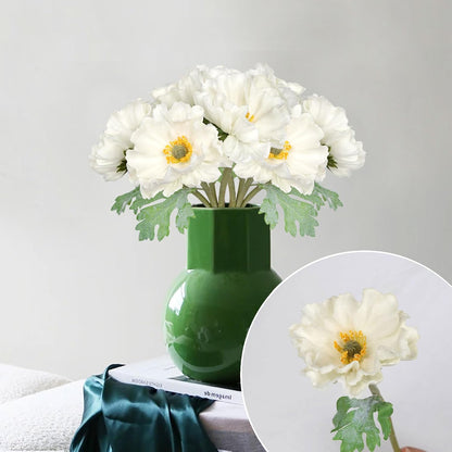 2 Bouquets Fake Poppies 10PCS Yellow Poppies Artificial Flowers Real Touch Faux Poppy Flowers for Wedding Party Office Home Decor(Yellow)